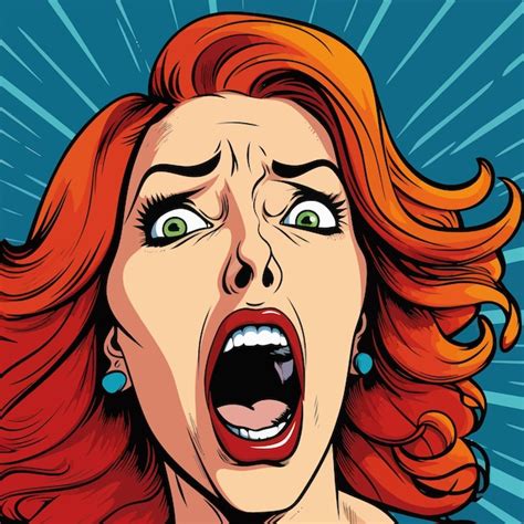 Close up of woman screaming face Pop art style vector illustration ...