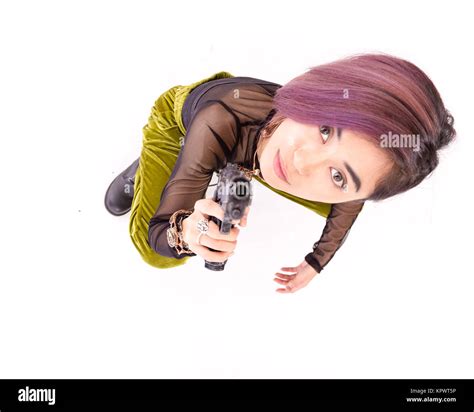 Pointing gun at woman Cut Out Stock Images & Pictures - Alamy