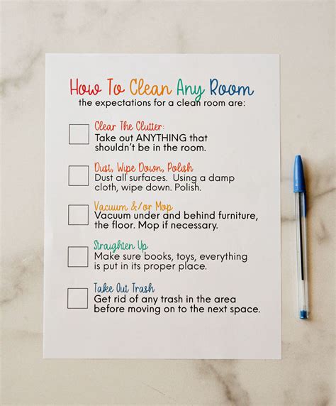 Clean Room Checklist from Thirty Handmade Days