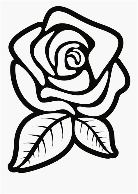 Clipart Rose Black And White - Rose Clipart Black And White Outline ...