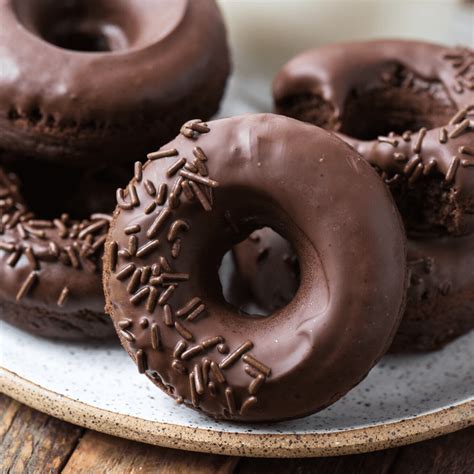 Chocolate Donuts - easy baked donuts covered in chocolate glaze!