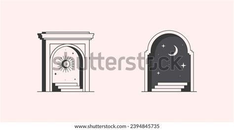 Vector Mystic Logo Design Templates Portalsstepsnightstarscrescent ...