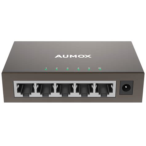 Aumox 5 Port Gigabit Ethernet Switch, Unmanaged Metal Desktop Ethernet ...