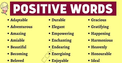 1000+ Positive Words from A-Z | Nice, Kind Words That Are Positive • 7ESL