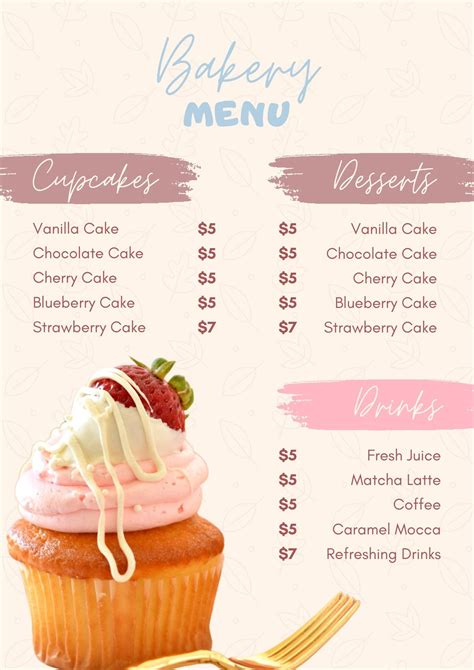 Free And Customizable Delectable Bakery Menu Templates, 52% OFF