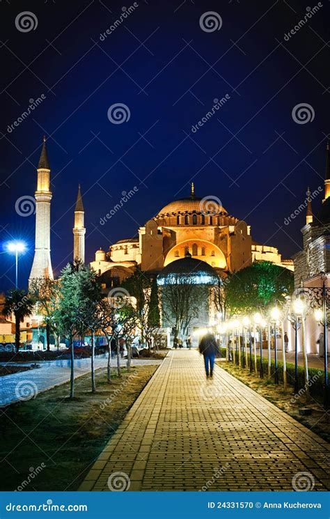 Hagia Sophia at night stock photo. Image of building - 24331570