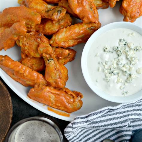 Spicy Garlic Chicken Wings with Blue Cheese Dip - Simply Scratch