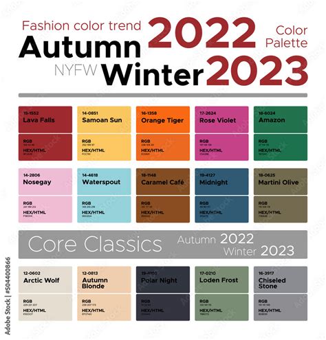 Fashion color trends Autumn Winter 2022-2023. Palette fashion colors ...