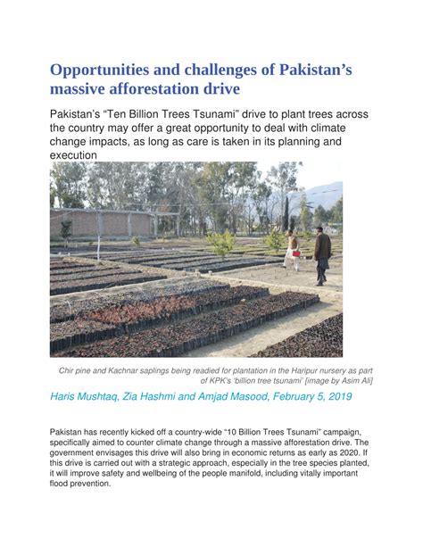 (PDF) Opportunities and Challenges of Pakistan's Massive Afforestation ...