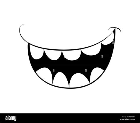 Cartoon smile, mouth, lips with teeth. vector silhouette, outline ...