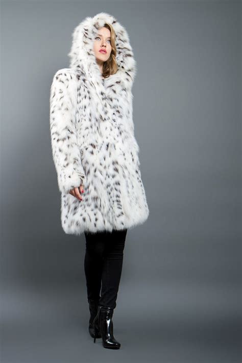 White Lynx Fur Coat with Hood - Fur Caravan