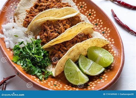 Mexican chilorio tacos stock image. Image of eating - 174169945