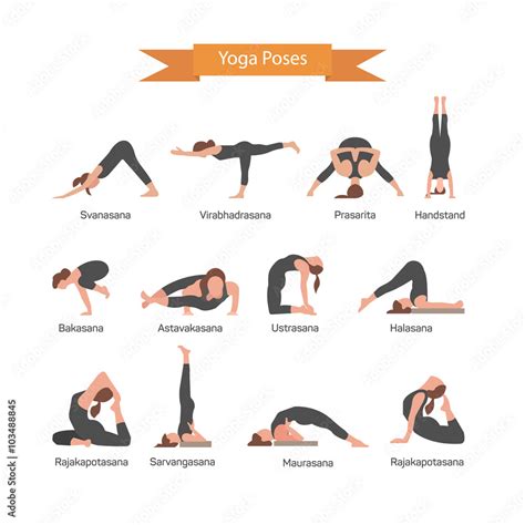 Photo & Art Print Vector set of yoga poses isolated on white background