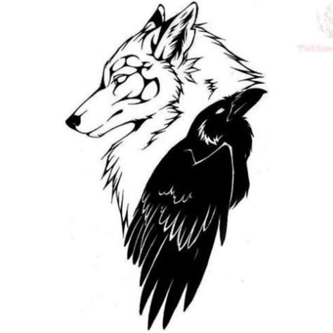 Wolf and raven tattoo design | Wolf tattoos, Wolf tattoo design, Raven ...