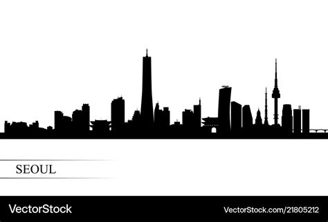 Seoul city skyline silhouette background Vector Image