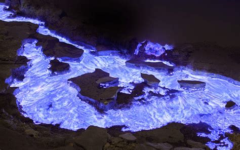 Flaming Sulfur From Volcano, Indonesia Photo | One Big Photo