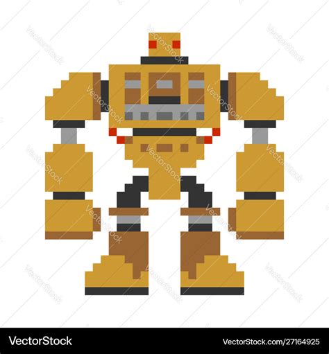 Robot pixel art 8 bit cyborg warrior future Vector Image