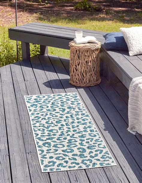 Teal 2' x 6' Outdoor Safari Runner Rug | eSaleRugs