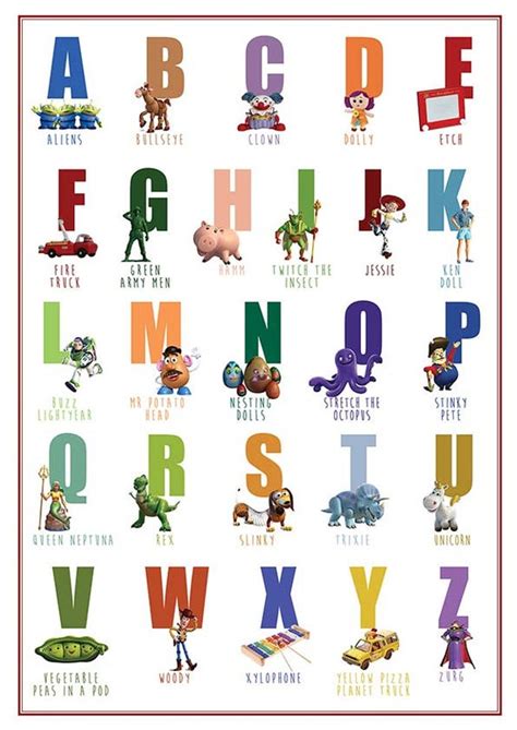 Printable Alphabet Toy story Abc poster Decor wall Art print