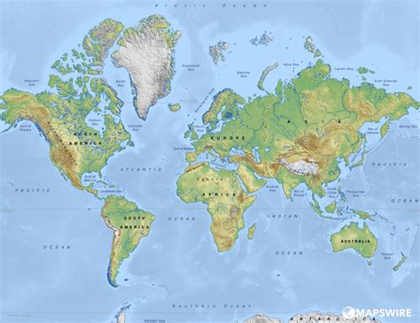 Free Physical Maps Of The World – Mapswire - World Physical Map ...