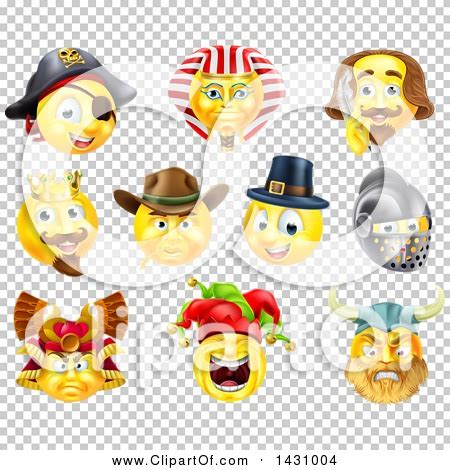 Clipart of Historical Themed Emoji Yellow Smiley Face Emoticons ...