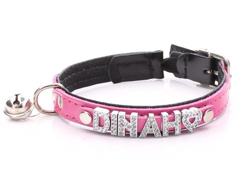 Personalised Pink Leather Cat Collar