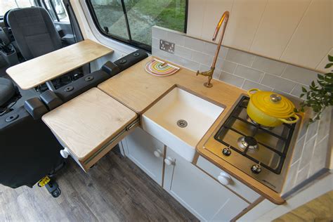 camper van kitchen with resin belfast sink | Best campervan, Campervan ...