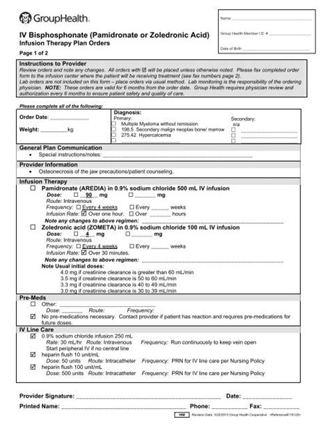 Bisphosphonate IV (AREDIA/ZOMETA) - Group Health Cooperative