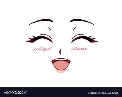 Happy anime face manga style closed eyes Vector Image