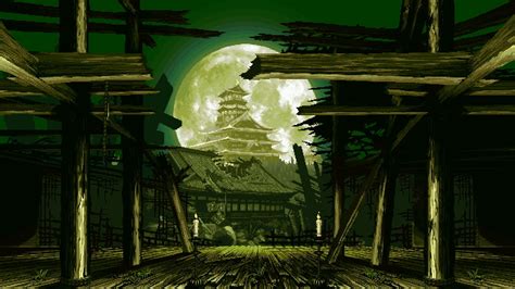 temple with full moon digital wallpaper digital art pixel art #artwork ...