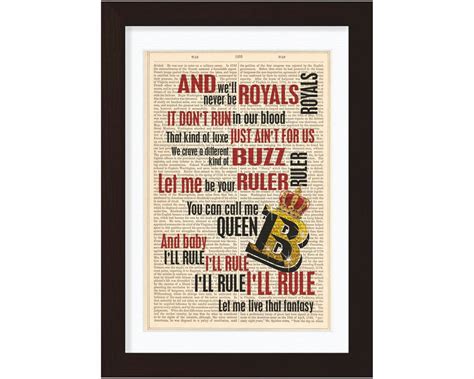 Lorde Royals Song Lyrics Print on Upcycled Vintage Dictionary - Etsy