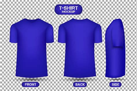 plain blue t-shirt design, with front, back and side view, 3d style t ...