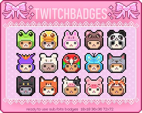 Cat in Hoodies Pixel Sub/bit Badges for Twitch Stream Cute - Etsy