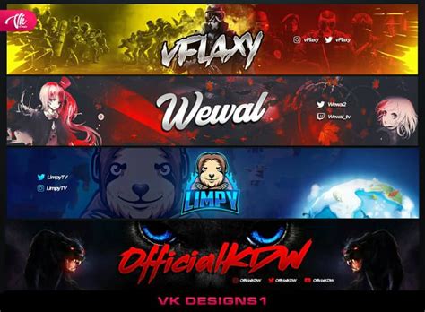 Vkdesigns1: I will design a youtube banner,gaming banner,twitch banner ...