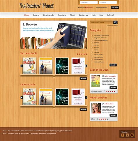 Website design for an online library management system. on Behance