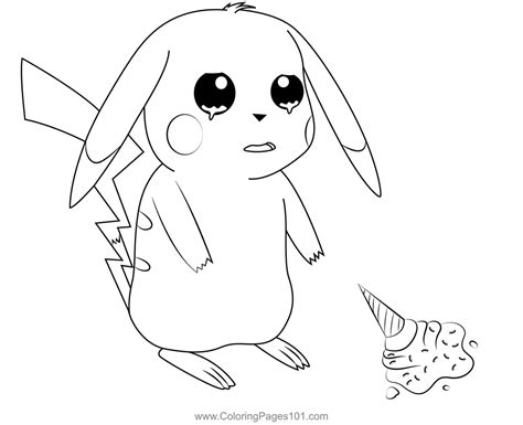 Pikachu Is Sad Coloring Page for Kids - Free Pikachu Printable Coloring ...