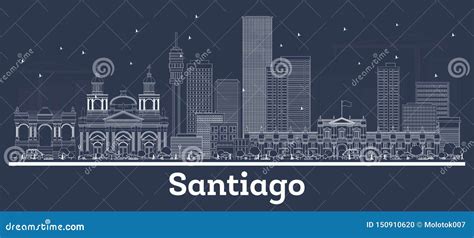 Outline Santiago Chile City Skyline with White Buildings Stock Vector ...