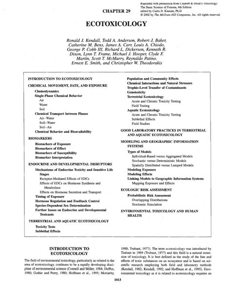 (PDF) Ecotoxicology