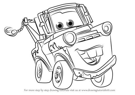 How to Draw Tow Mater from Cars 3 (Cars 3) Step by Step ...