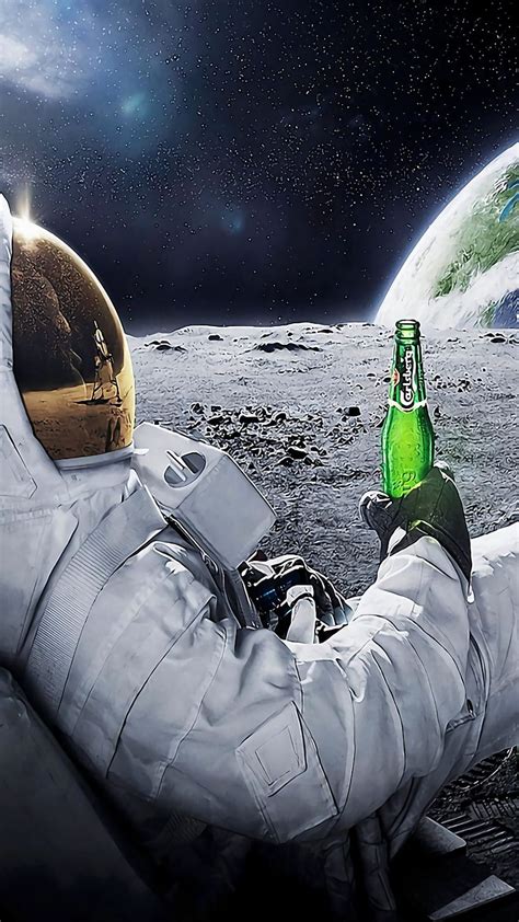 Asteroid Astronaut Beer Wallpaper