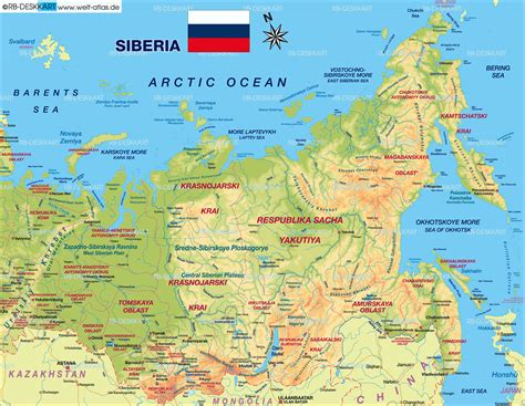 Map of Siberia (Russia) - Map in the Atlas of the World - World Atlas