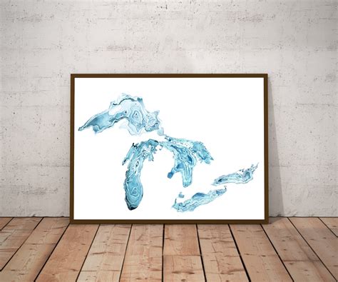 Great Lakes Print Great Lakes Poster Maps of Great Lakes - Etsy