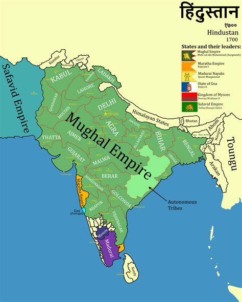 The Mughal Empire at its peak in 1700 CE : r/MapPorn