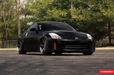 Black Nissan 350Z Dropped on Colormatched Vossen Rims With Deep Concave ...