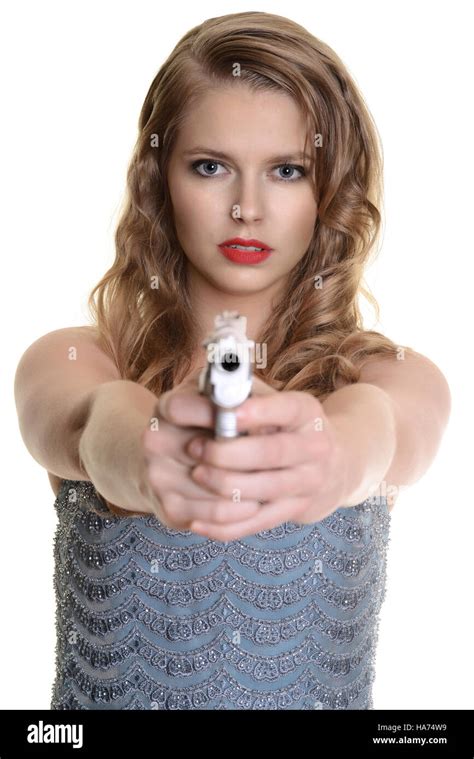 Woman pointing gun hi-res stock photography and images - Alamy