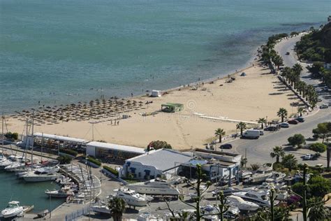 Sidi Bou Said Marina and Beach Editorial Stock Image - Image of beach ...