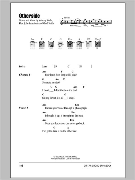 Otherside by Red Hot Chili Peppers - Guitar Chords/Lyrics - Guitar ...