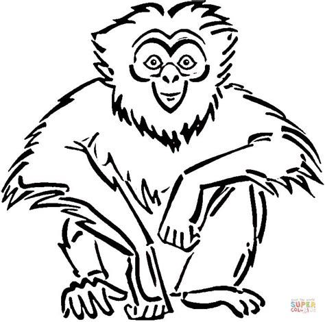 Sitting Gibbon coloring page | Free Printable Coloring Pages