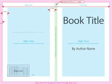 Book Cover Template Front Back And Spine