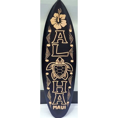 Hand Carved Aloha Surfboard with Turtle, 20" ⋆ Hawaii Gift and Craft